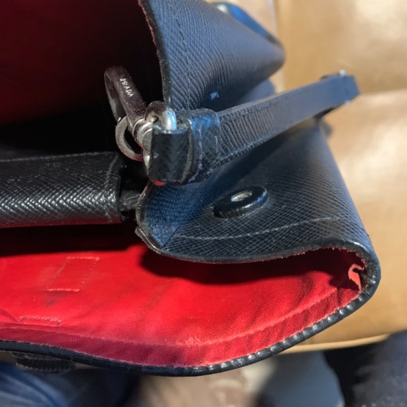 Prada Saffiano Cuir Medium Tote Bag, Black/Red - Picture 11 of 11